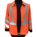 Orange high visible 1/2 placket mens cotton drill reflective tape farmer workshirts